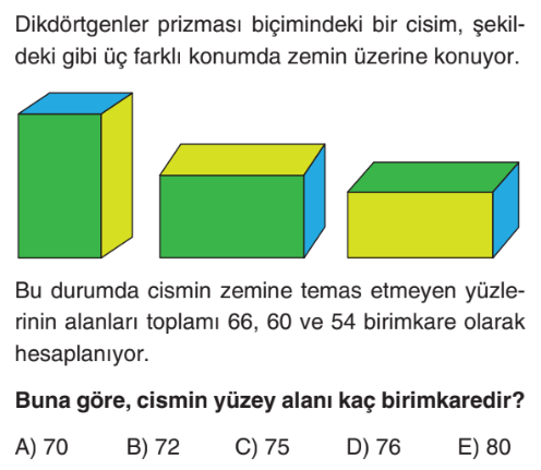 Cozuldu Dikdortgenler Prizmasinda Yuzey Alani Sorumvar Net